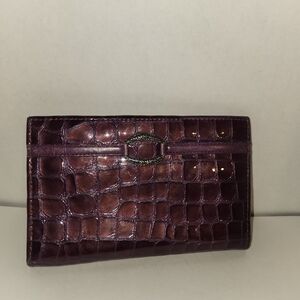 Brighton Purple Croc-Embossed Wallet Sleek Design